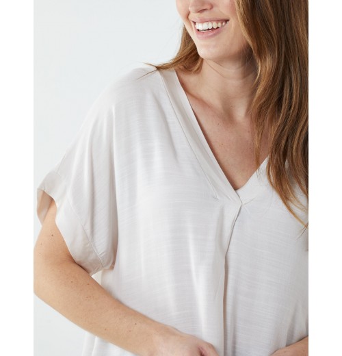 Satin Trim  V Neck Top