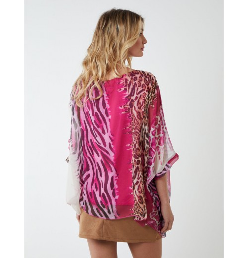 Silk Like Leopard Oversize Top