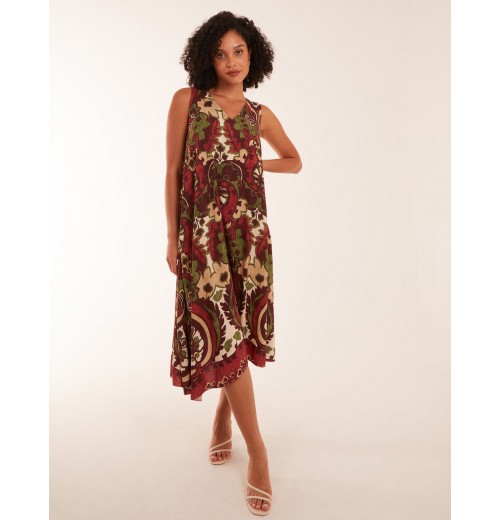 Paisley Sleeveless V Neck Dress