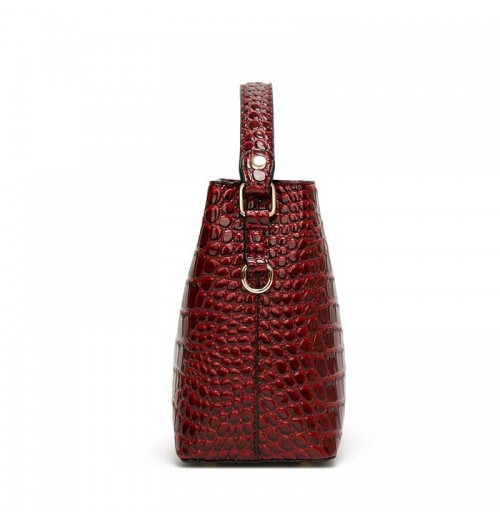 Croc Embossed Leather Bag