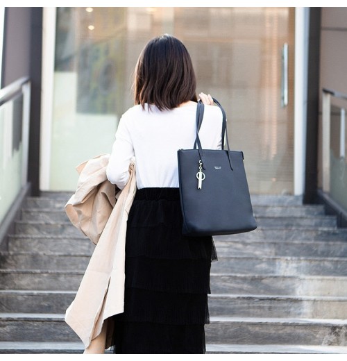 Faux Leather Tote Bag With Zipper