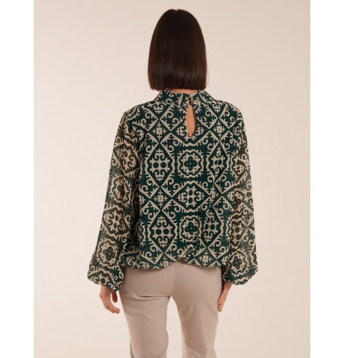 High Neck Baroque Blouse