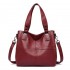 Red Leather Top Zip Tote Purse