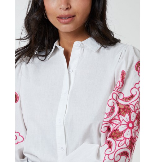 Embroidery Sleeve Cut Out Shirt